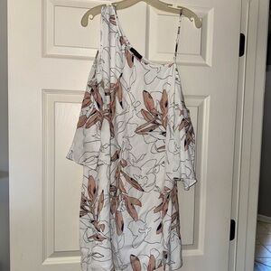 STATE One Shoulder Floral Dress - White and Pink